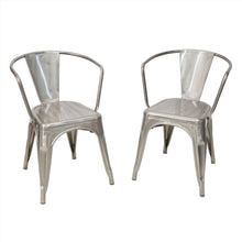 Load image into Gallery viewer, Original Tolix Chair Collection Dining Chairs with Side Arms - Polished Silver Gloss - Set of 2-Home-Sale-Liquidation Nation
