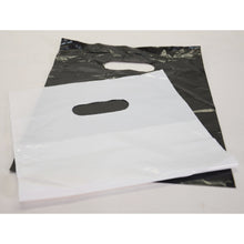 Load image into Gallery viewer, Plastic Retail Bags Small with Handles 200 count - Glossy Black &amp; White
