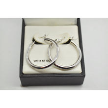 Load image into Gallery viewer, Polished Tube Hoop Earrings 14k White Gold
