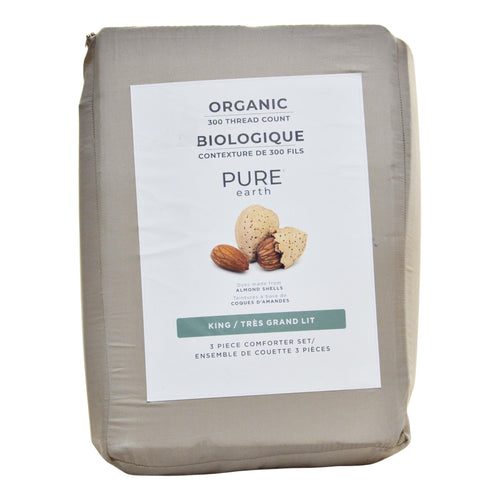 Pure Earth Organic Comforter 3-Piece Set King Taupe