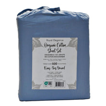 Load image into Gallery viewer, Royal Elegance Organic Cotton Sheet Set 4-pc Celestial Blue King
