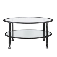 Load image into Gallery viewer, Southern Enterprises Jaymes Black Metal/ Glass Round Cocktail Table
