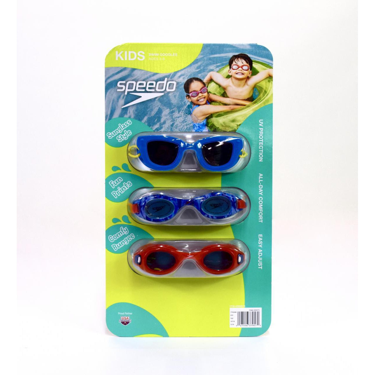 Speedo Kids Pack Swim Goggles, UV Protection All Day Comfort