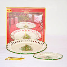 Load image into Gallery viewer, Spode Christmas Tree Pierced Two Tier Cake Stand
