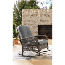 Load image into Gallery viewer, Starsong Outdoor Patio Rocking Chair Brown w/ Gray Cushions
