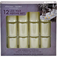 Load image into Gallery viewer, Sterno Home LED Wax Votive Candles 12 Pk
