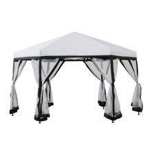 Load image into Gallery viewer, SUNJOY 11 FT. X 11 FT. White and Black Folding Hexagon Steel Gazebo
