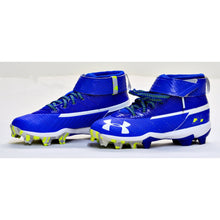 Load image into Gallery viewer, Under Armour Junior UA Harpor 3 Mid RM Cleats - Size 1 Youth - Blue
