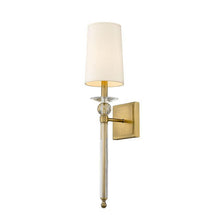 Load image into Gallery viewer, Z-Lite Wall Sconce, Rubbed Brass Finish &amp; Beige Shade, 1 pc
