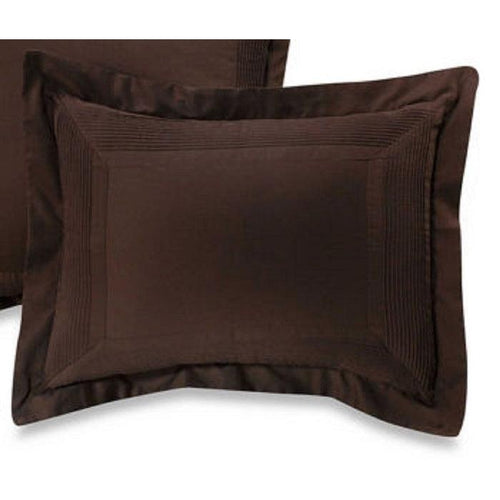 Ampersand Pintuck Flange Contemporary Pillow Sham Chocolate Standard