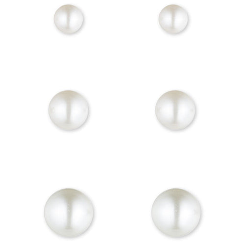 Anne Klein Pearl Round Stud Earrings