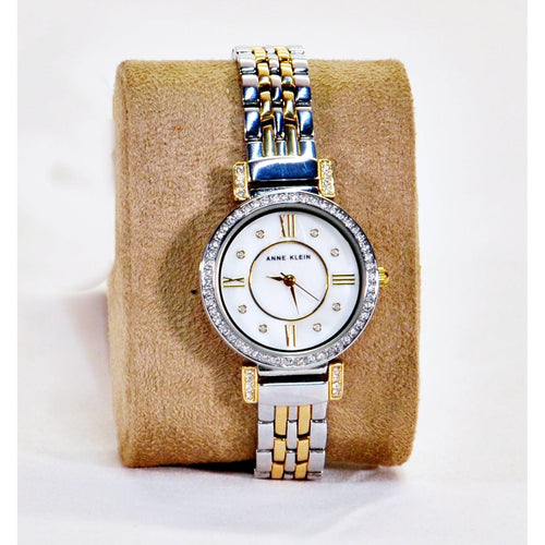 Anne Klein Women's Swarovski Crystal Accented Bracelet Watch - Two tone silver/gold with Mother of Pearl