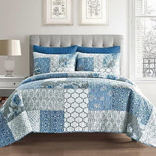 Load image into Gallery viewer, Ariel Reversible Pieced Sham Blue King
