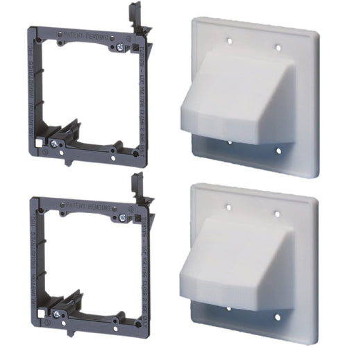 Arlington LVCE2-2 Low Voltage Mounting Bracket with Cable Wall Plate 2-Gang 2-Pack