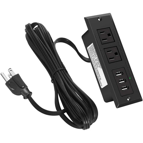 BAYU Furniture Recessed Power Strip with USB Ports