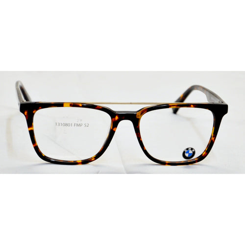 BMW Men's Square Full Frame Eyeglasses w/ Bar Bridge / Tortoise Shell 52-17-140
