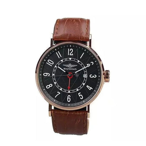 Breytenbach Men's Watch, Fixed Bezel/ Brown Leather Band & RG Case - BB6620