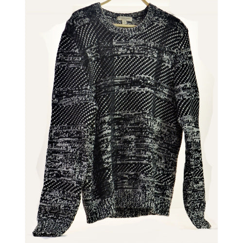 Burberry Men's Cashmere-blend Crewneck Black, White and Gray Knit Sweater XL