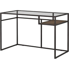 Load image into Gallery viewer, Bush Furniture Anthropology 48W Glass Top Writing Desk with Shelf - Rustic Brown
