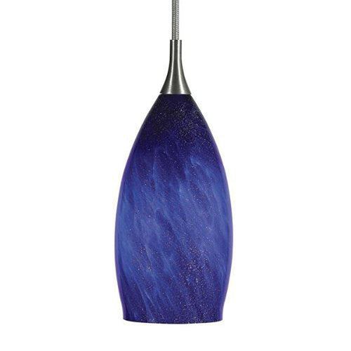 Cal Lighting UP-995/6-BS Pendant with Blue Art Glass Shades Brushed Steel Finish