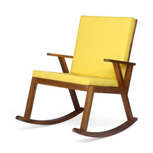Load image into Gallery viewer, Champlain Outdoor Acacia Wood Rocking Chair (Teak Finish + Yellow)
