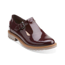 Load image into Gallery viewer, Clarks Griffin Monty T-Strap Patent Leather Casual Size 7 Burgundy
