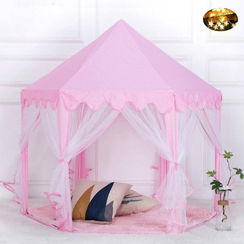 Classic Style Prince/Princess Indoor/Outdoor Play Tent with Star-Lights Pink