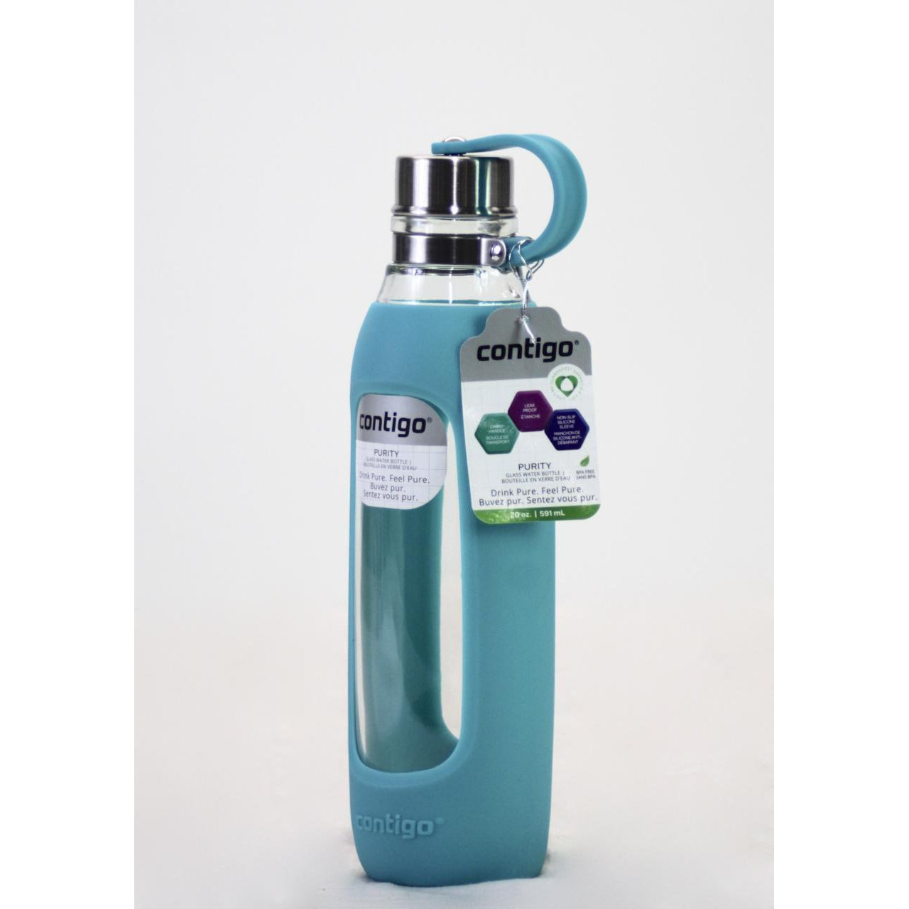 Best Buy: Contigo Purity 20-Oz. Glass Water Bottle Scuba 73140