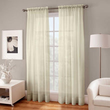 Load image into Gallery viewer, Crushed Voile Sheer Rod Pocket Window Curtain Panel 108&quot; Butter
