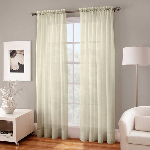 Crushed Voile Sheer Rod Pocket Window Curtain Panel 108
