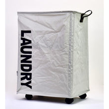 Load image into Gallery viewer, DOKEHOM Collapsible Fabric Laundry Basket with Leather Handle and Wheels
