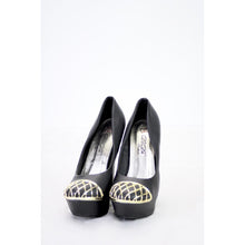 Load image into Gallery viewer, DbDk Fashion Black and Gold Closed Toe Platform High Heel Size 6.5
