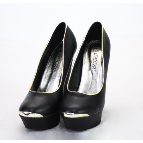 DbDk Fashion Black and Gold Closed Toe Platform High Heel Size 7.5
