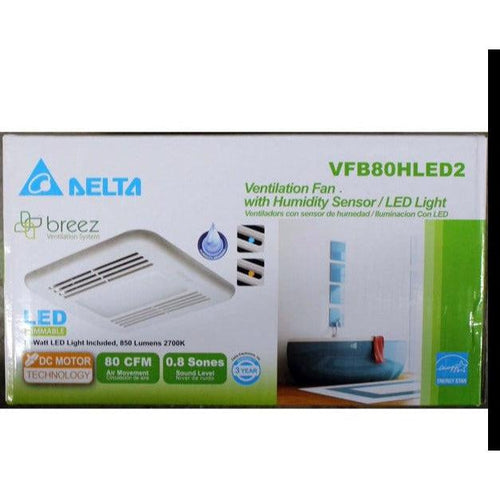 Delta Ventilation Fan with Humidity Sensor & LED Light White