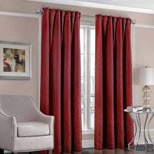 Load image into Gallery viewer, Designers Select Satin Diamond Rod Pocket/Back Tab Window Curtain Panel 63&quot; Red
