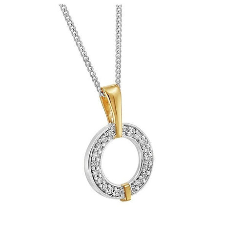 Diamond Necklace 14K White & Yellow Gold 0.08 c.t. t.w.