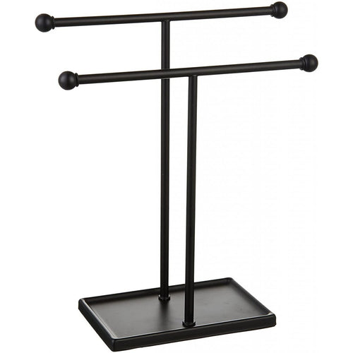 Double-T Hand Towel Holder and Accessories Stand in Black