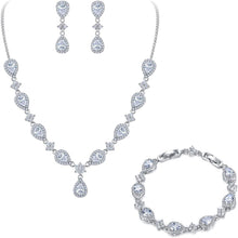 Load image into Gallery viewer, EleQueen Bridal Inspired Teardrop Necklace Set
