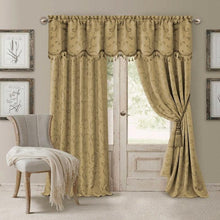 Load image into Gallery viewer, Elrene Mia Room-Darkening Rod Pocket /Back Tab Window Curtain Panel 84&quot; Gold
