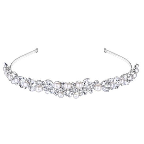 Ever Faith Silver-Tone Crystal Pearl Wedding Headband