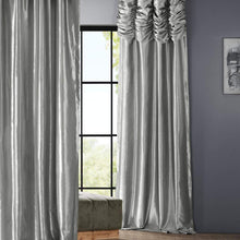 Load image into Gallery viewer, Exclusive Fabric Ruched Faux Solid Taffeta Curtain Panel 120&#39;&#39; Platinum
