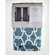 Load image into Gallery viewer, Exclusive Home Gates Sateen Woven Room Darkening Grommet Top Window Curtains 84&quot; Dark Teal
