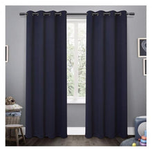 Load image into Gallery viewer, Exclusive Home Kids Sateen Blackout 2 Curtain Panels Navy 84&quot; Navy
