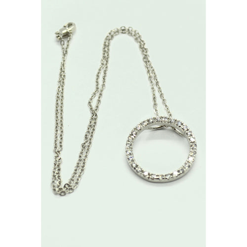 Expression Diamond Open Circle Pendant Sterling Silver Necklace