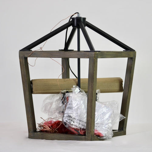 Feiss F3190/4WOW/AF Gannet Wood Lantern Pendant Lighting