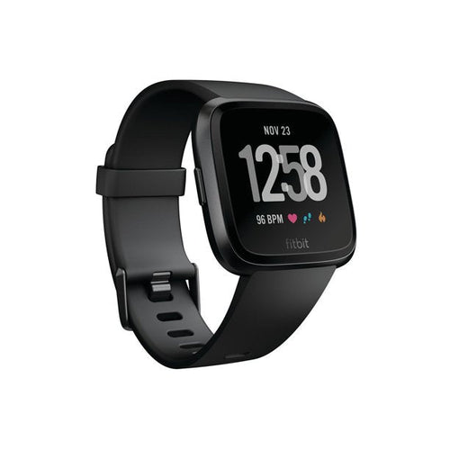 Fitbit Versa smartwatch, black/black aluminum, one size