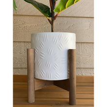 Load image into Gallery viewer, Flora Bunda Matte White Ceramic Planter With Wood Stand
