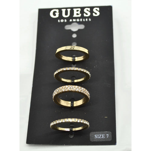 GUESS Los Angeles: Set of 4 Gold Plated Rings Size 7