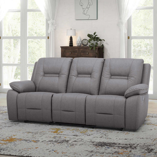 Gilman Creek Modern Manual Reclining Fabric Sofa, Grey
