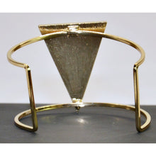 Load image into Gallery viewer, Gold tone triangle medallion cuff bracelet -Cream
